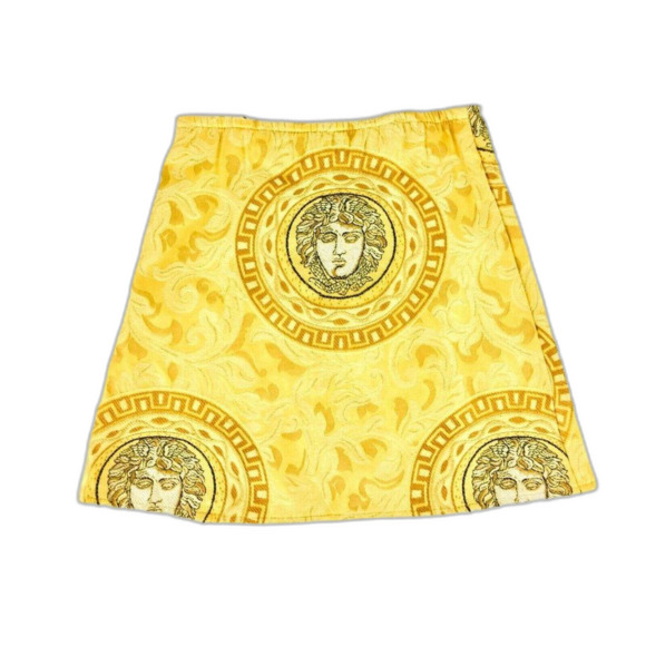 Vintage 90s Hollywood Babe Gold Medusa Faces Medallion Skirt Set Pageant Wear - Picture 3 of 9